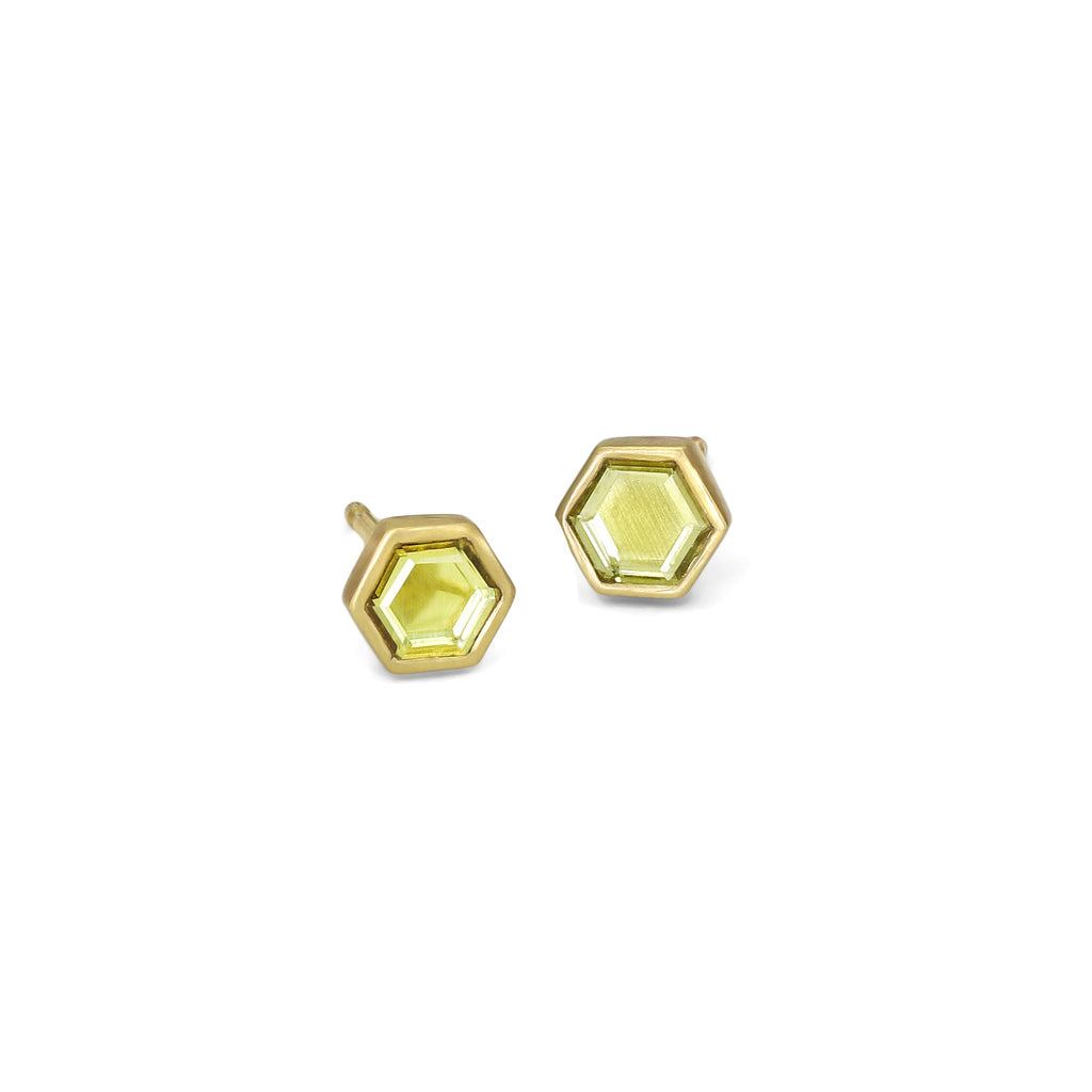 Lola Brooks Hexagonal Yellow Sapphire Gold Stud Earrings