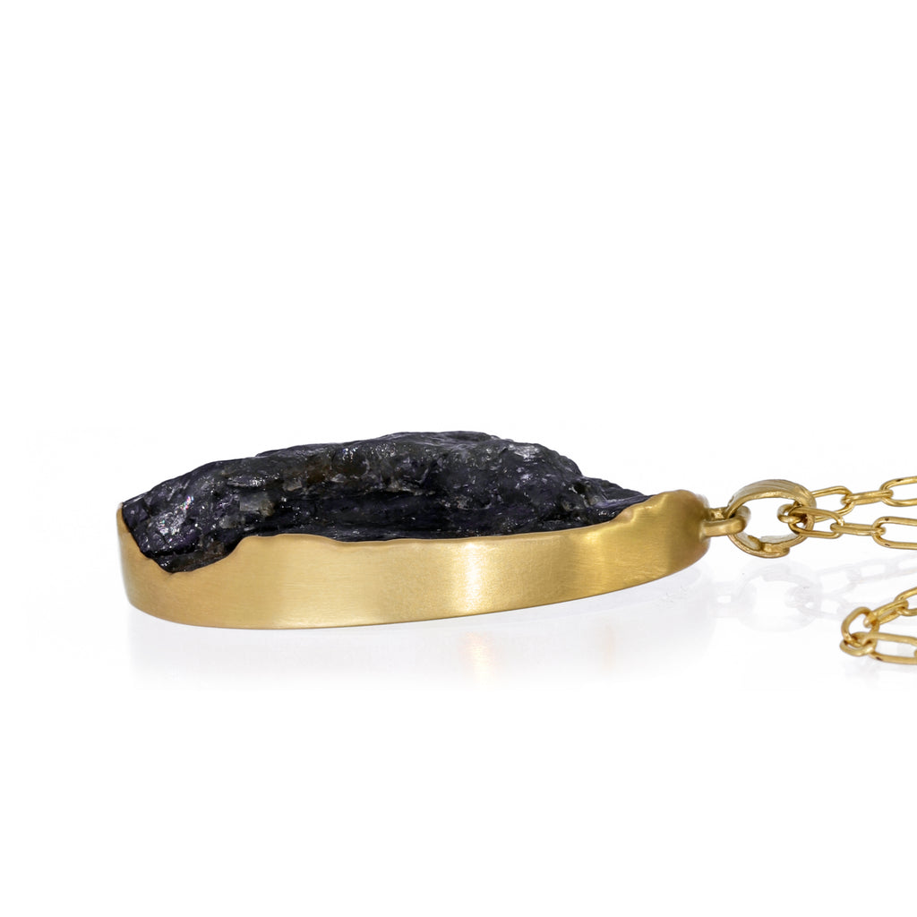 Lola Brooks Brutalist 94.6 carat Labradorite Handmade Gold Chain Necklace