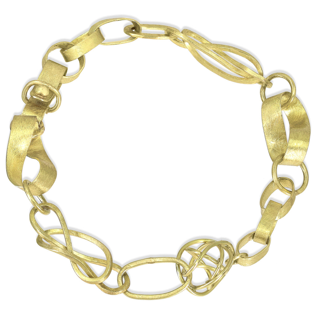 Petra Class Heavy Mixed Chain Link Elements Gold Bracelet