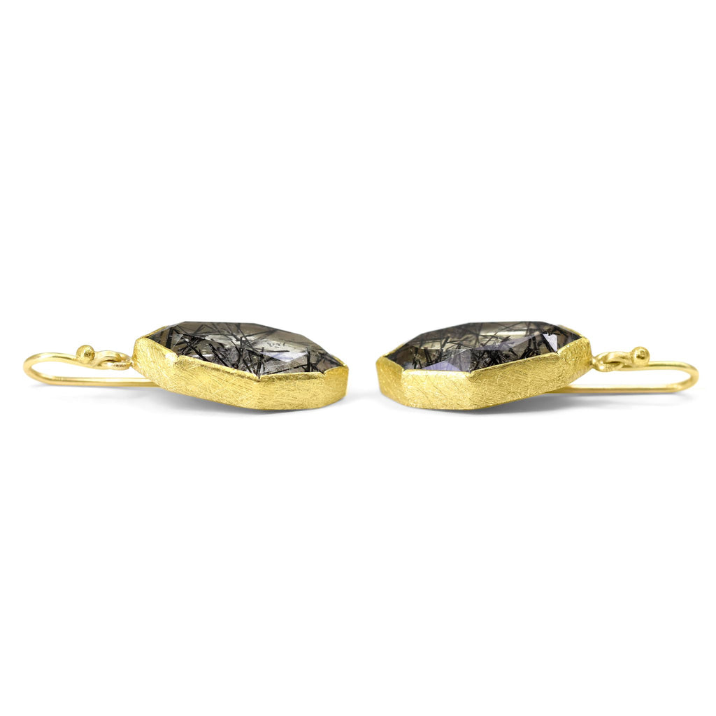 2.10ct Black Diamond Stud Earrings 14k Yellow Gold