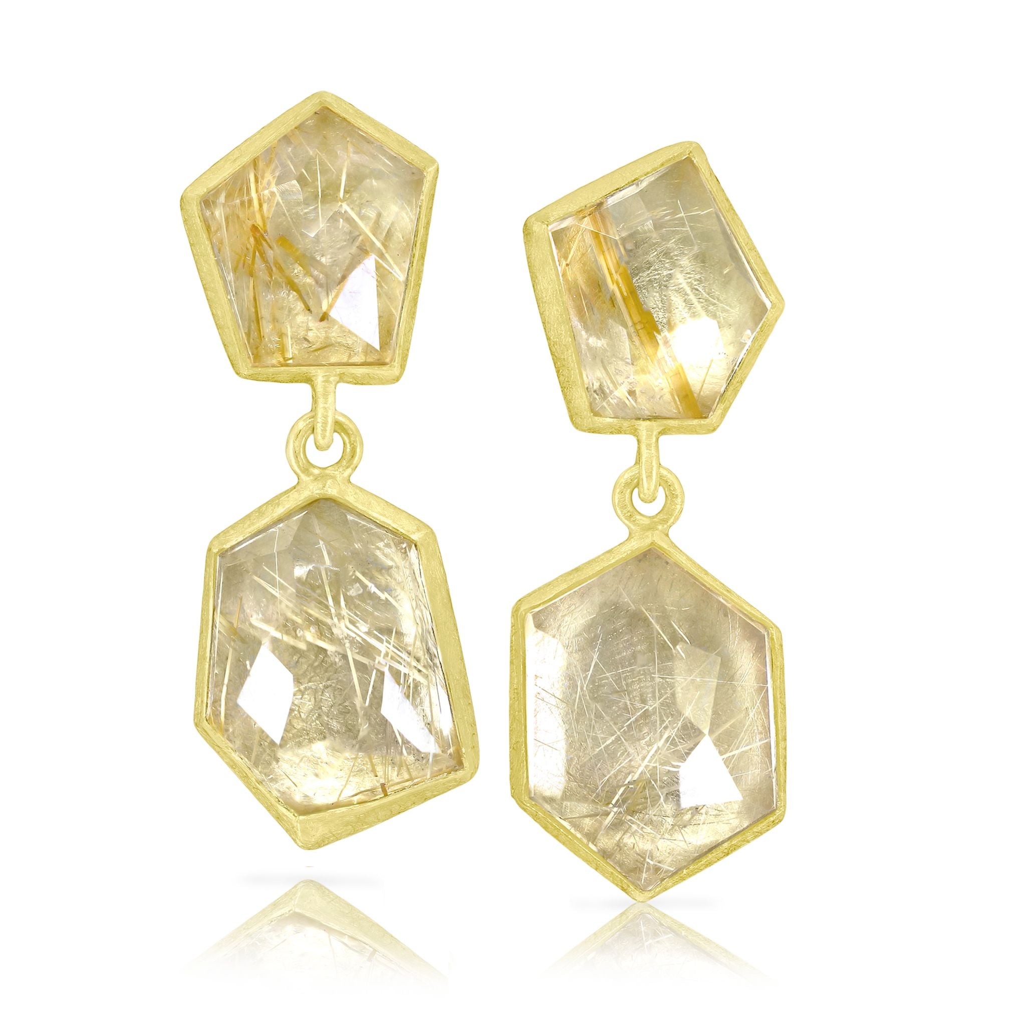 Petra Class Gold Sheet XL Dangle Lava Stud Drop Earrings