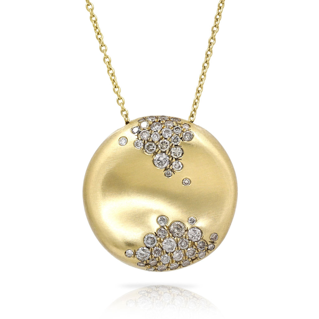 Nada Ghazal Champagne Diamond Gold Round Storm Winter Necklace