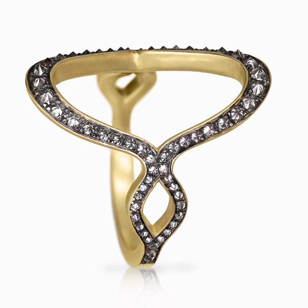 Anahita Inverted Champagne Diamond Gold Jaws Ring