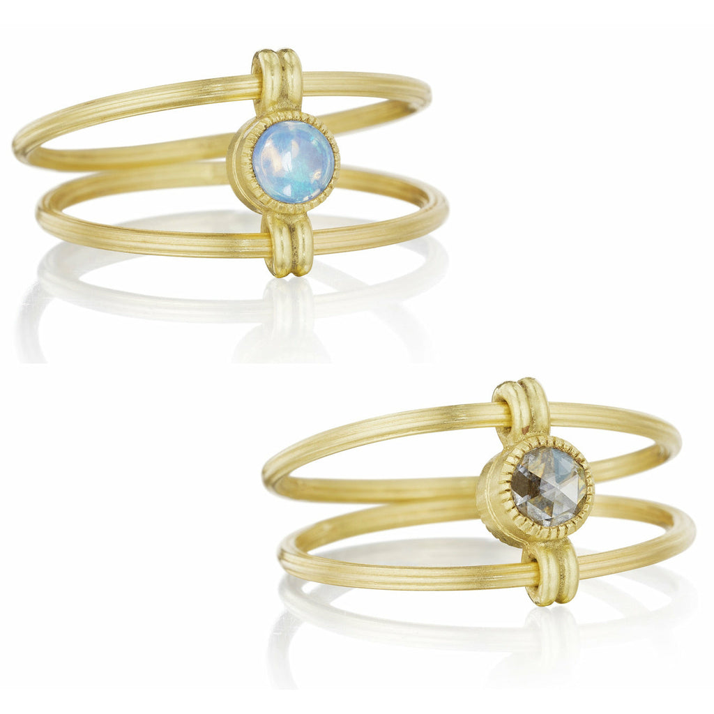 Anthony Lent Opal and Diamond Delicate Flip Ring Anthony Lent