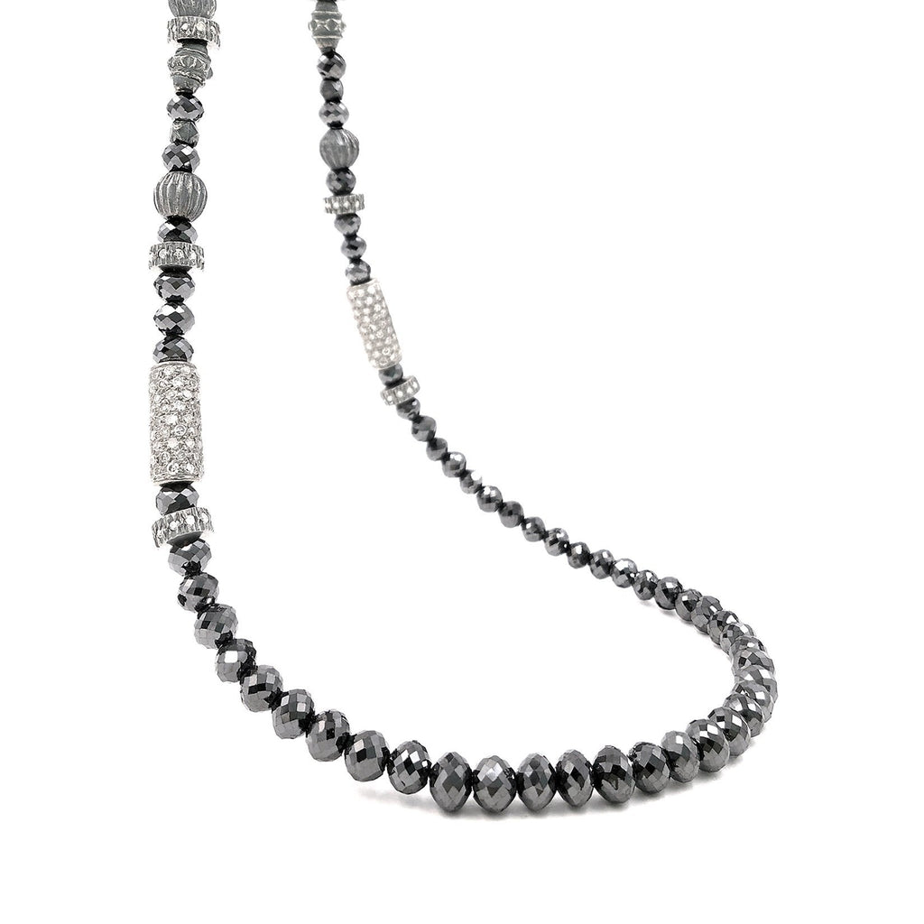 Atelier Zobel Black Diamond Indian Diamond Bead Faceted Antique Silver Necklace Atelier Zobel