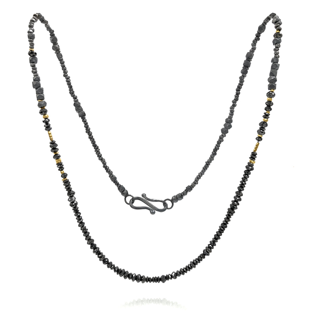Atelier Zobel Black Diamond Faceted Oxidized Silver 24k Gold Beaded Necklace Atelier Zobel