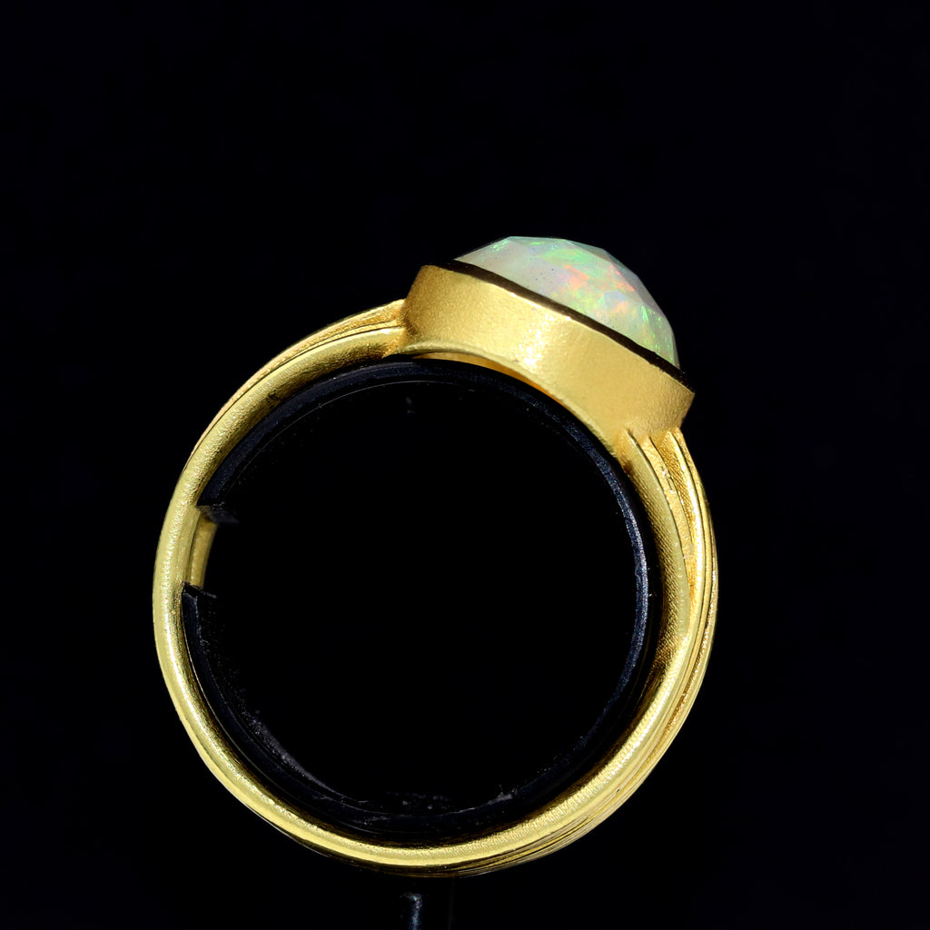 Barbara Heinrich Fiery Faceted Ethiopian Opal Multiwrap Gold Ring Barbara Heinrich