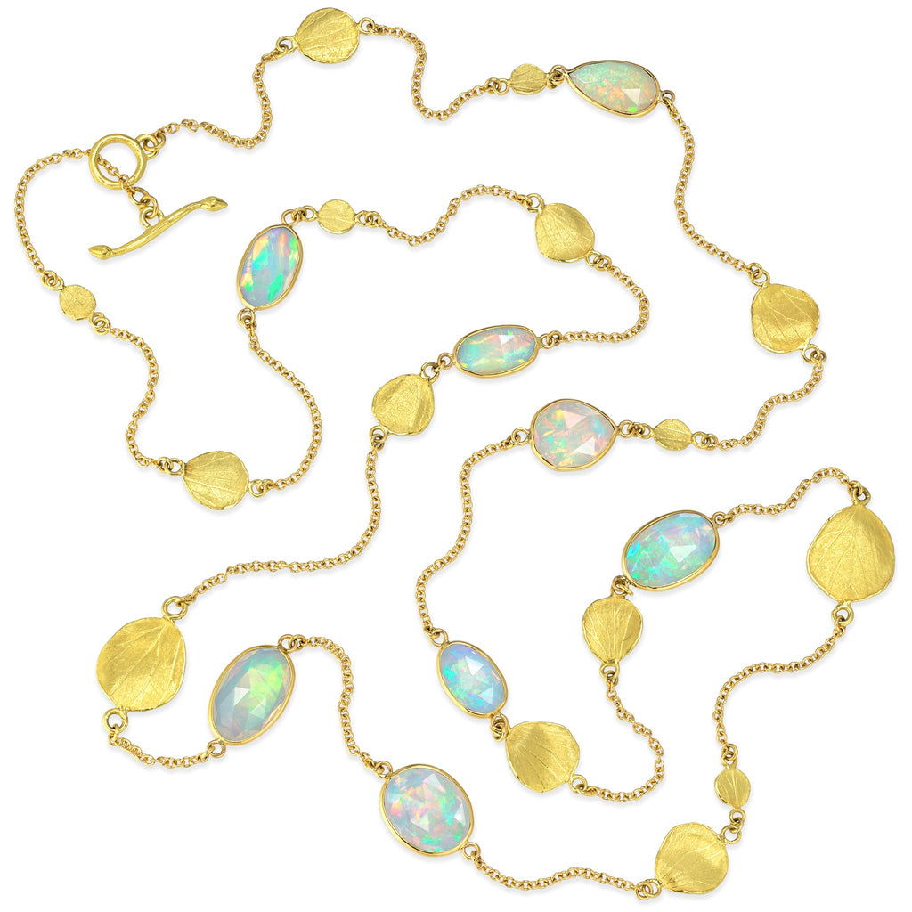 Barbara Heinrich One of a Kind Faceted Ethiopian Opal Gold Petals Necklace Barbara Heinrich