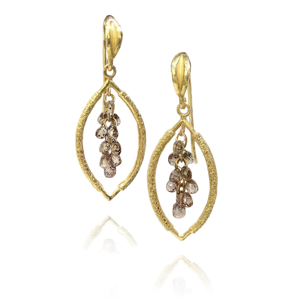 Barbara Heinrich Champagne Diamond Gold Cluster Drop Earrings (Special Order) Barbara Heinrich