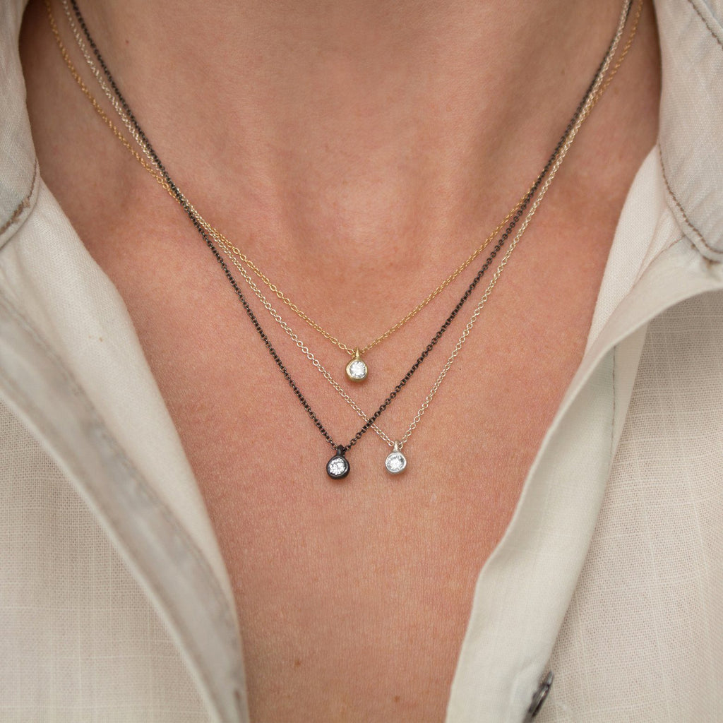 Branch White Diamond Solitaire Gold Necklace (Special Order) Branch Fine Jewelry