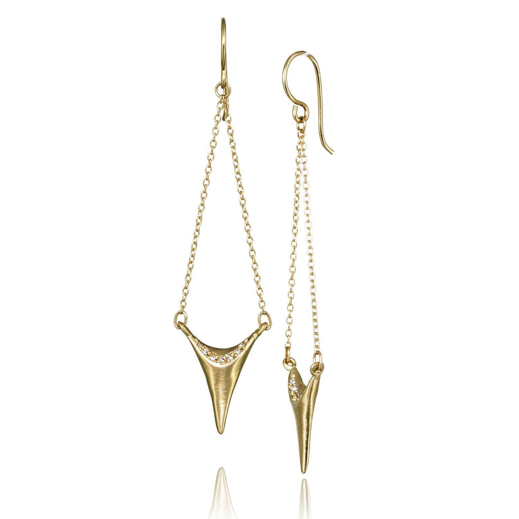 Branch Pave Diamond Dagger Gold Chain Drop Earrings (Special Order) Branch Fine Jewelry