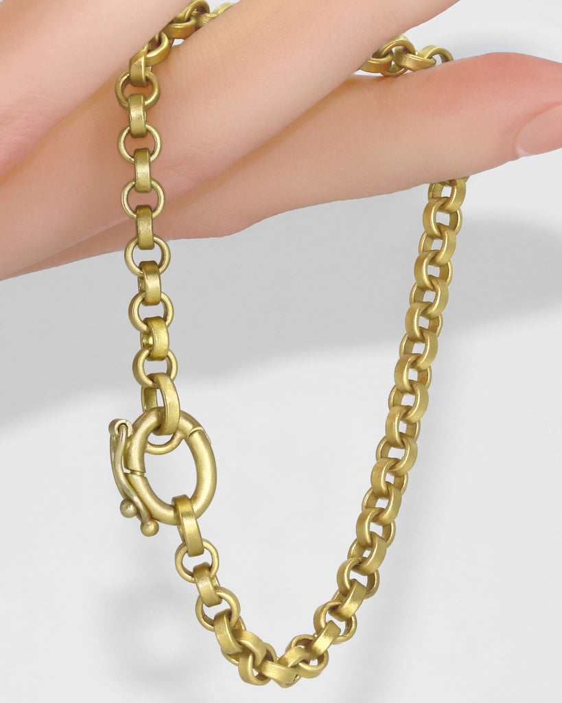 Denise Betesh Heavy 22k Gold Rolo Link Chain Ornamental Clasp Bracelet Denise Betesh
