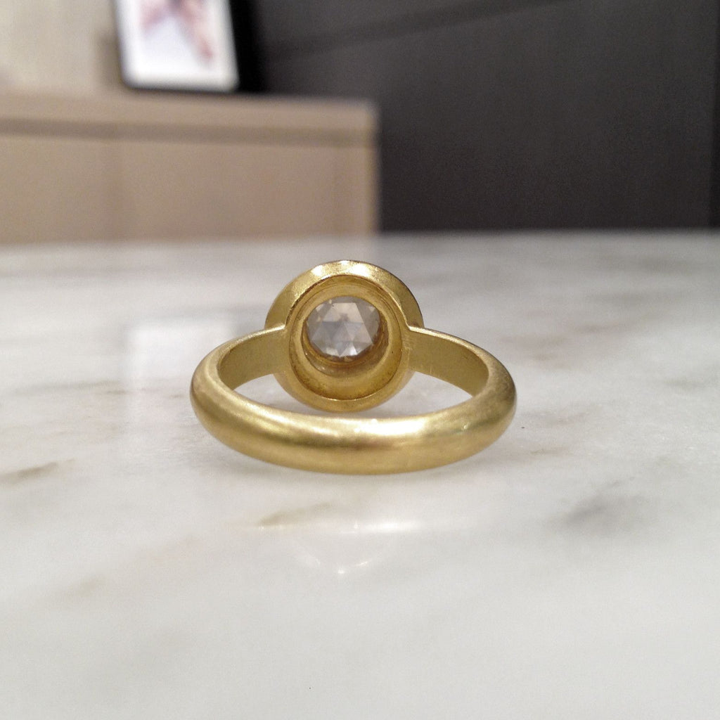 Denise Betesh 1.22 Carat Rose-Cut Solitaire Diamond Gold Ring Denise Betesh