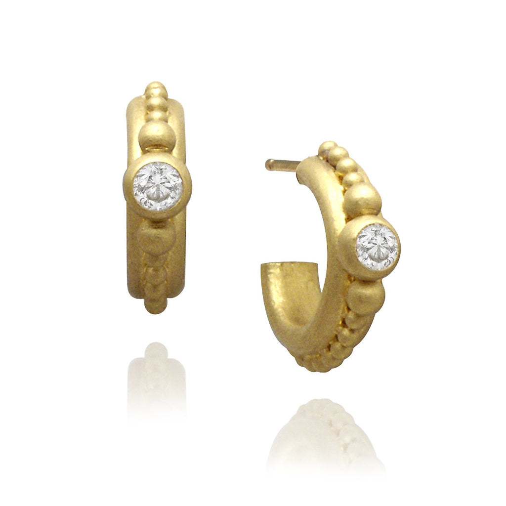 Denise Betesh Diamond Gold Huggie Hoop Earrings (Special Order) Denise Betesh