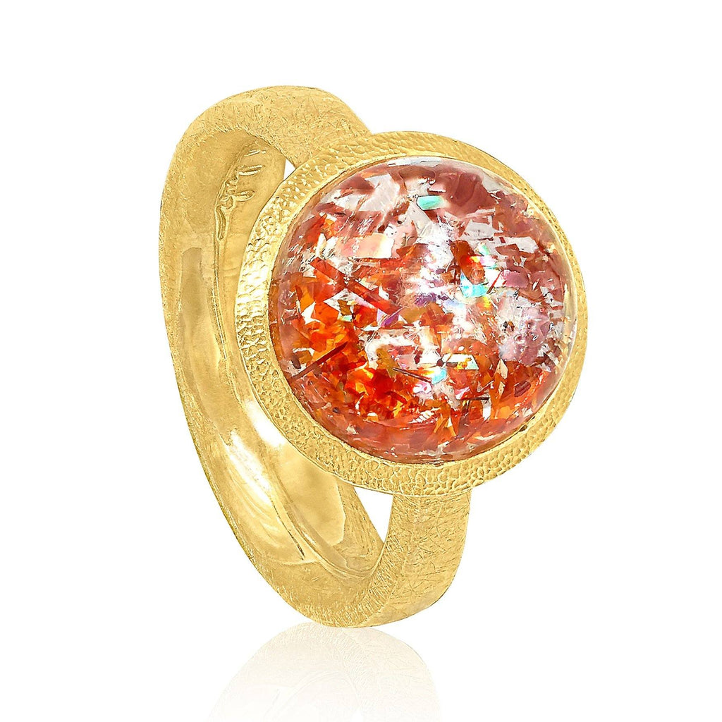 Devta Doolan Prized Natural Rainbow Sunstone One of a Kind Gold Ring Devta Doolan