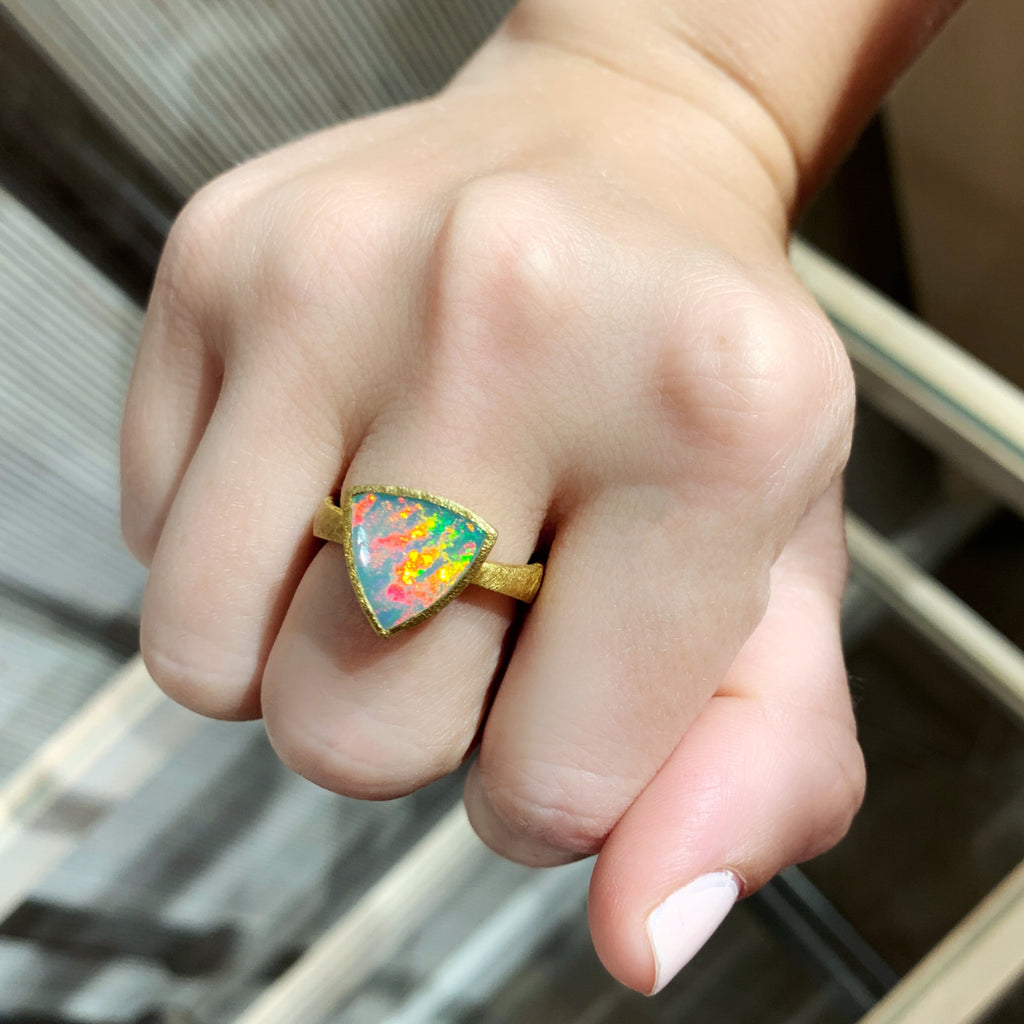 Devta Doolan Exceptional Mexican Crystal Rainbow Opal One of a Kind Go