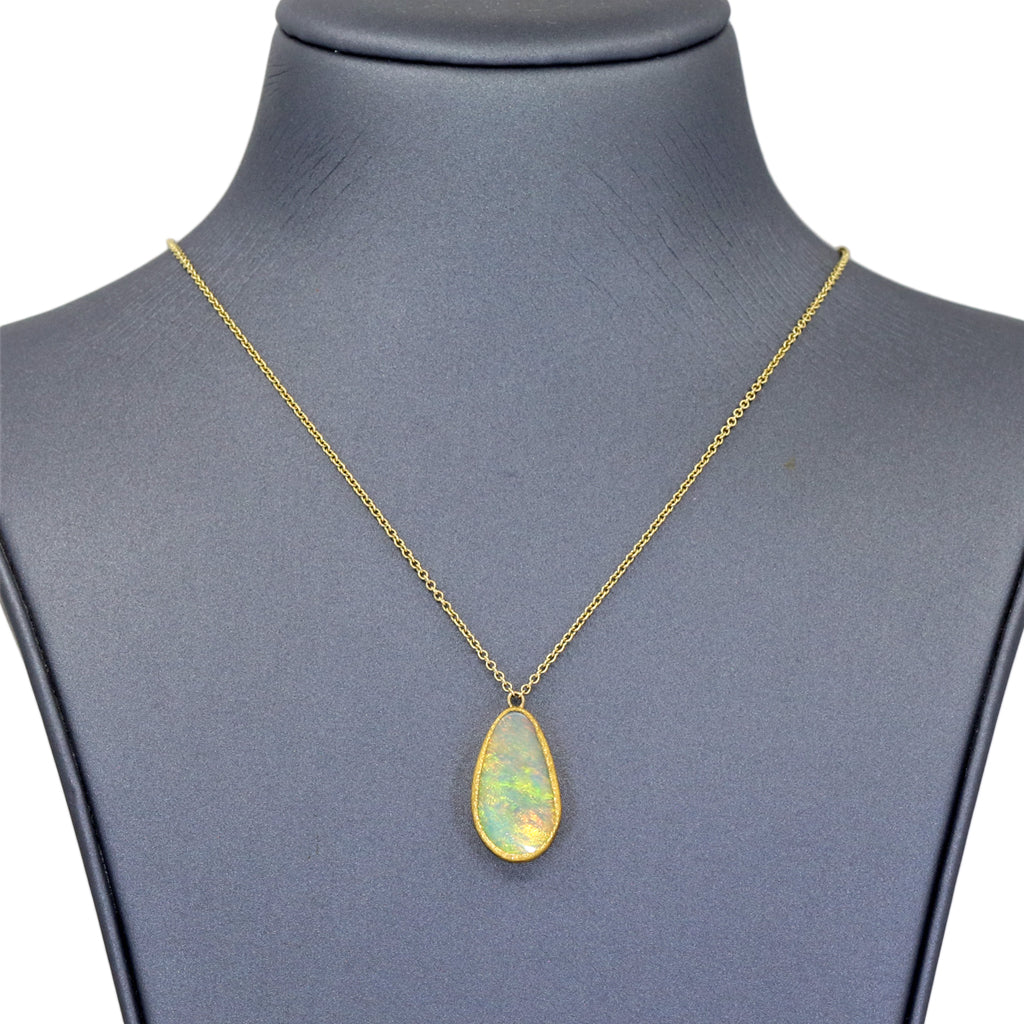 Devta Doolan Tropical Violet Opal Doublet Gold Pendant Drop Necklace Devta Doolan