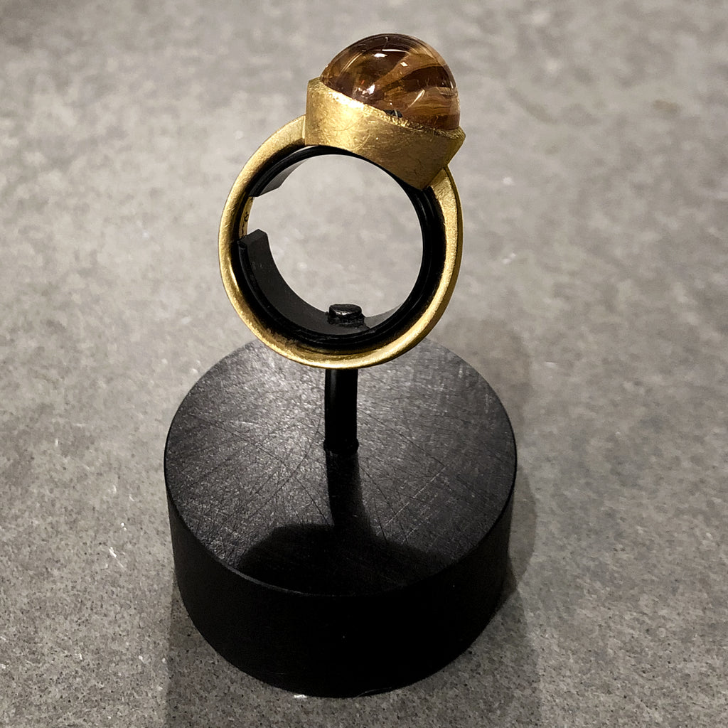 Devta Doolan Rare Cat's-Eye Golden Rutilated Quartz One of a Kind Gold Ring Devta Doolan