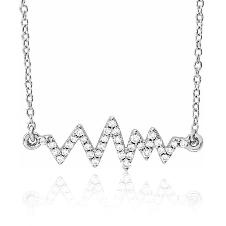 Rose, White, or Yellow Gold + Diamond Heartbeat Necklace Szor Collections