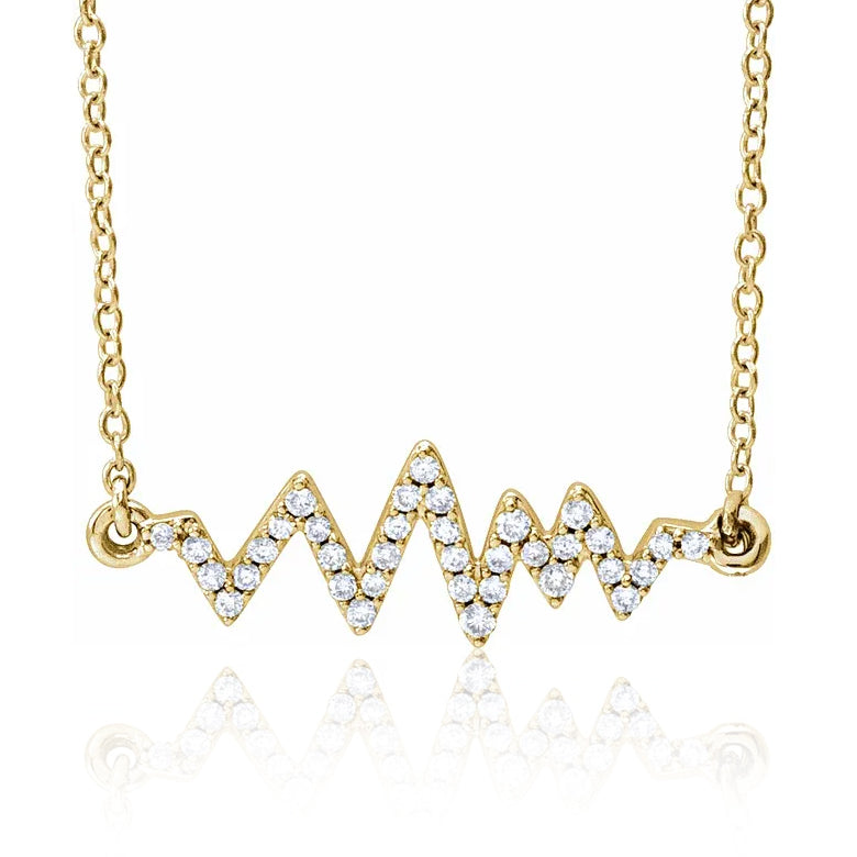 Rose, White, or Yellow Gold + Diamond Heartbeat Necklace Szor Collections