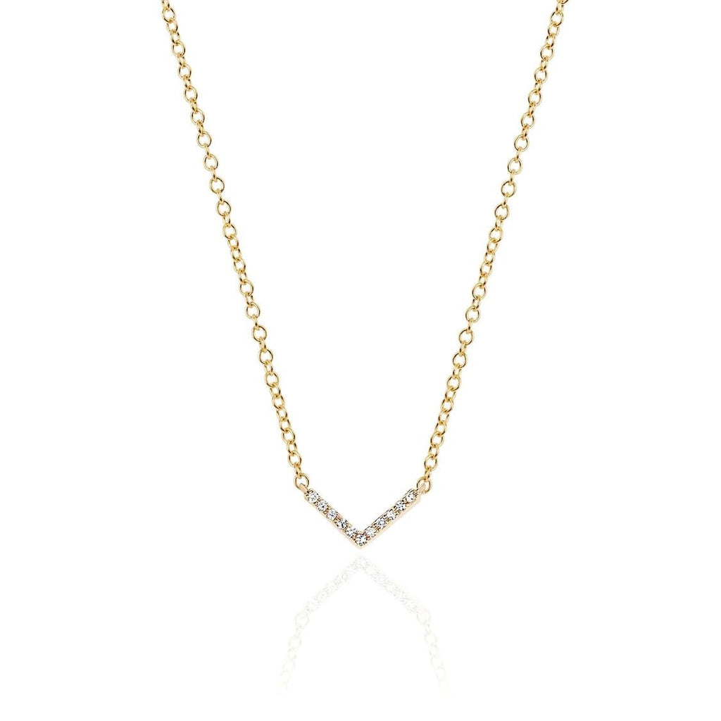 Diamond Mini Gold Chevron Necklace