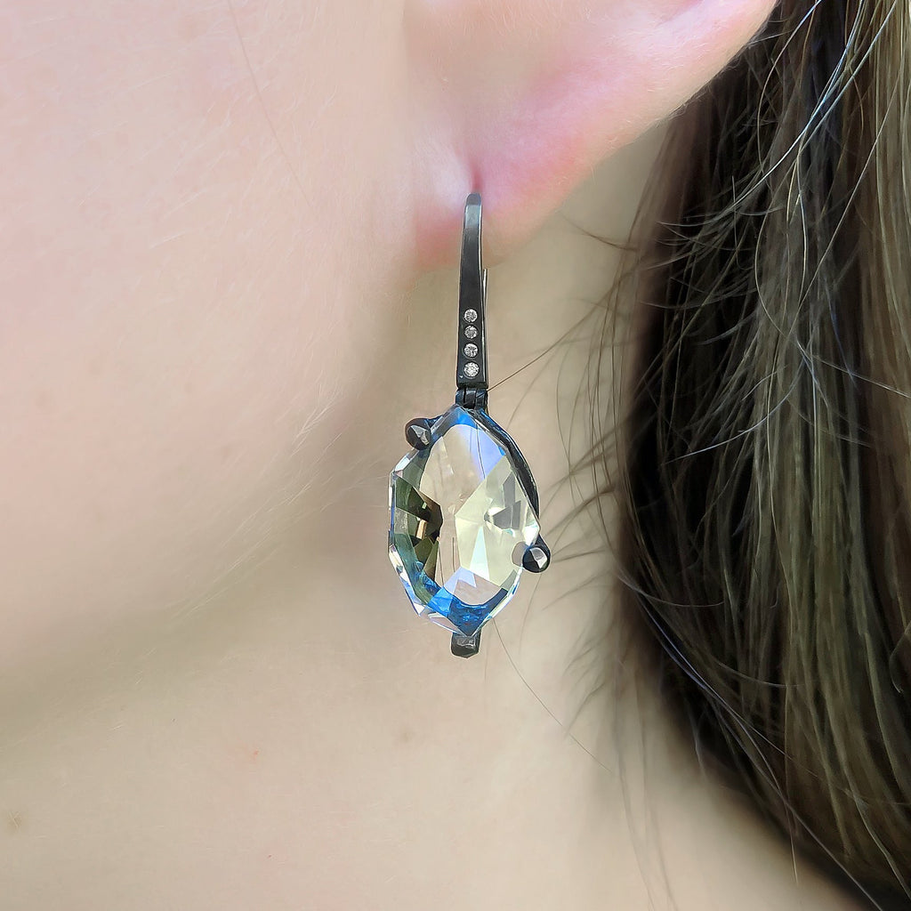 Swarovski AB Emerald Cut Crystal Earrings