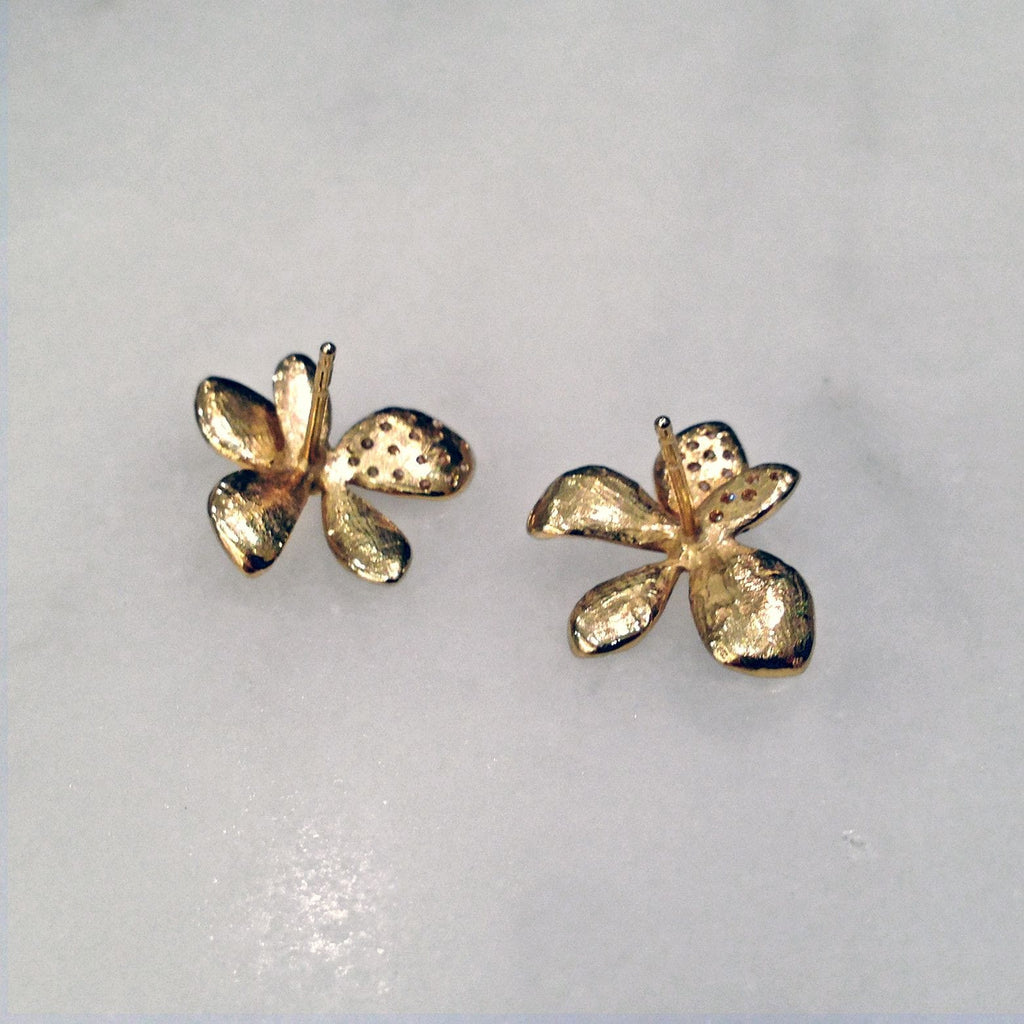 John Iversen Assorted Gold and Diamond Hydrangea Earrings John Iversen