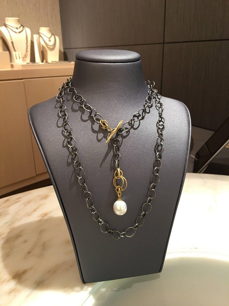 John Iversen South Sea Pearl Double Twig Chain Necklace and Lariat John Iversen