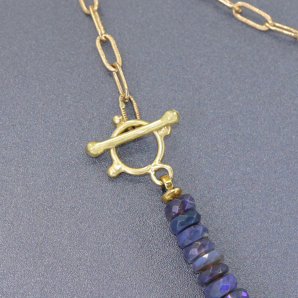 Just Jules Lightning Ridge Opal White Diamond Gold Necklace Wrap Bracelet