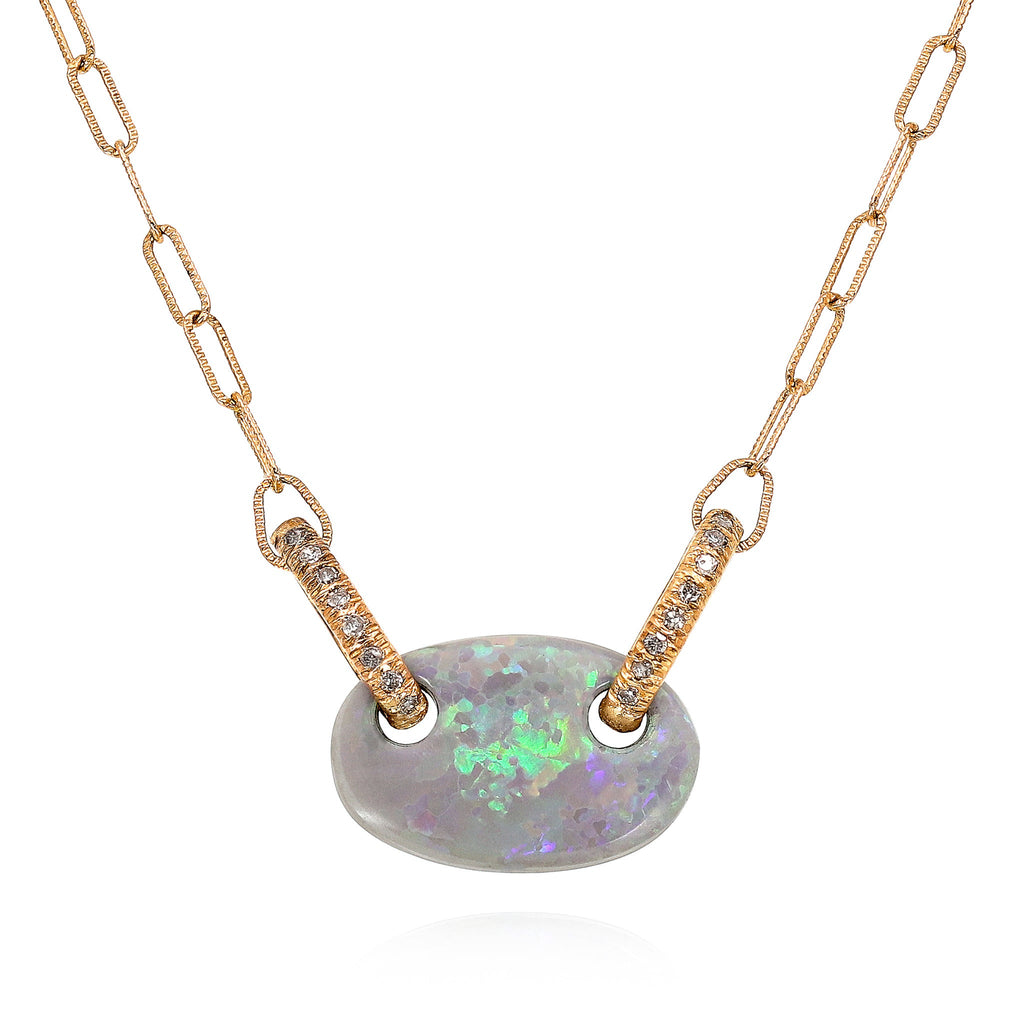 Just Jules Floating Boulder Opal Diamond Link Gold Necklace Just Jules