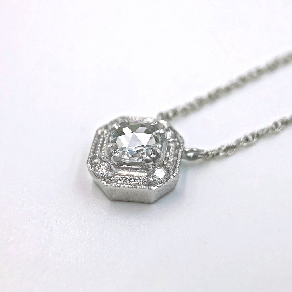 Just Jules Vintage Art Deco Rose-Cut Diamond Gold Pendant Necklace Just Jules