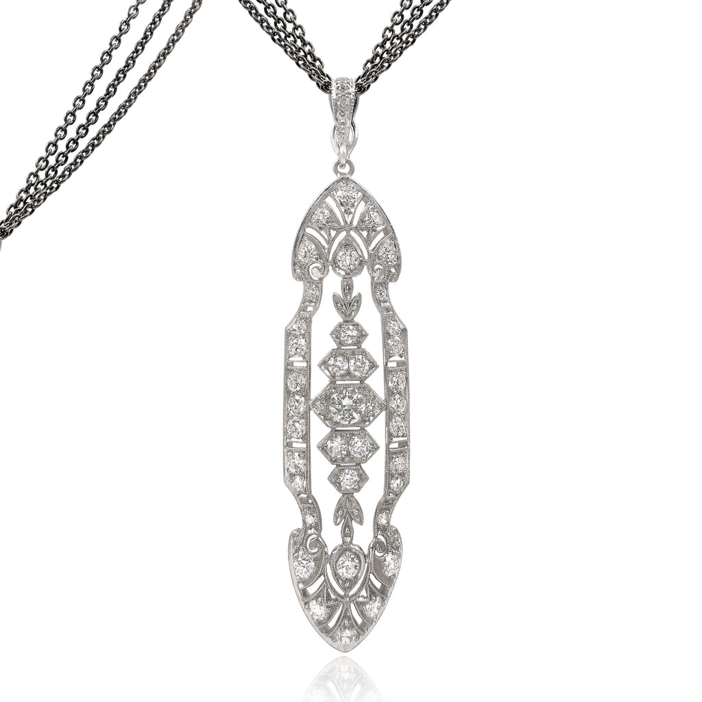 Just Jules Art Deco Platinum Gold Diamond Long Triple Chain Necklace Just Jules