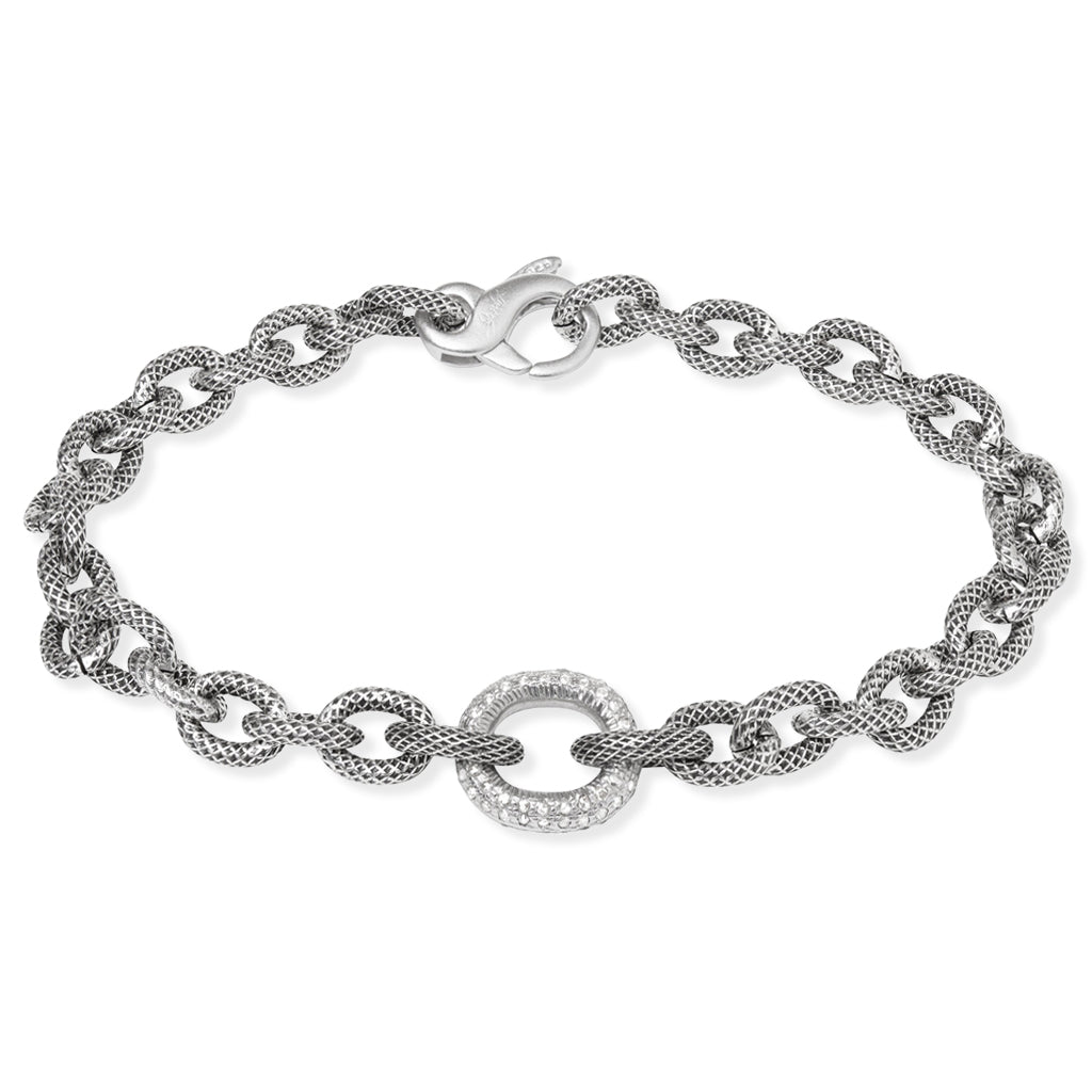 Liza Beth Single Silver Diamond Link Signature Chain Bracelet Liza Beth Jewelry