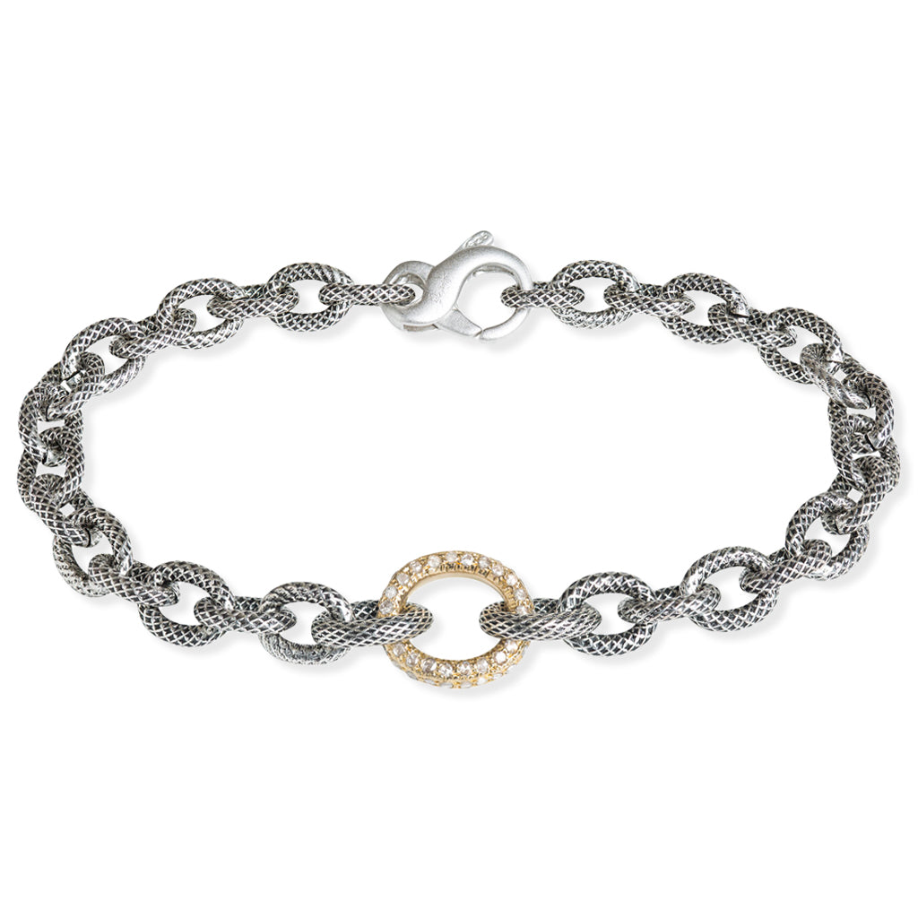 Liza Beth Single 14k Pave Diamond Link Signature Chain Bracelet Liza Beth Jewelry