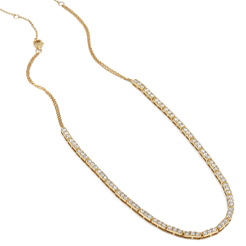Liza Beth Four Carat Diamond Multi-Length Gold Tennis Bar Necklace Liza Beth Jewelry