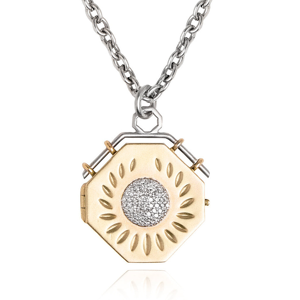 Liza Beth Golden Hexagon Diamond Locket Necklace Liza Beth Jewelry