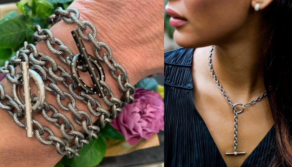Liza Beth Oversized Pave Toggle Necklace + Bracelet Liza Beth Jewelry