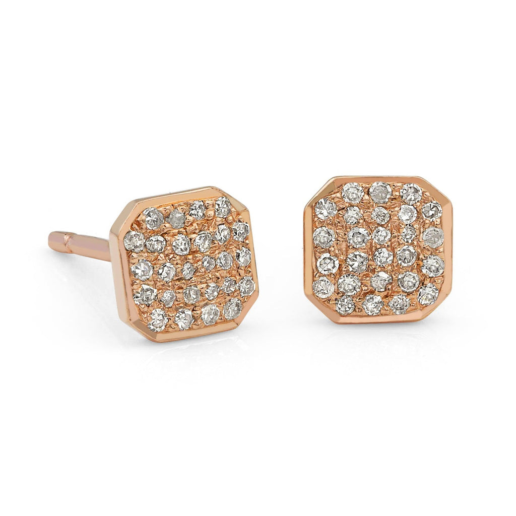 Liza Beth Square Diamond Rose Gold Stud Earrings (6mm) Liza Beth Jewelry