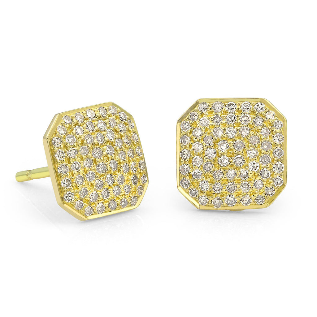 Liza Beth Square Diamond Yellow Gold Stud Earrings (8mm) (Special Order) Liza Beth Jewelry