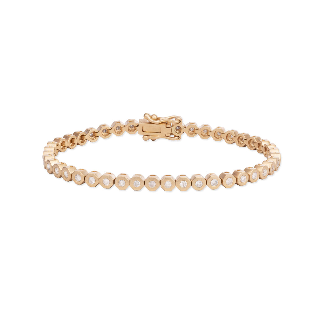 Liza Beth Diamond Octagon Gold Tennis Bracelet