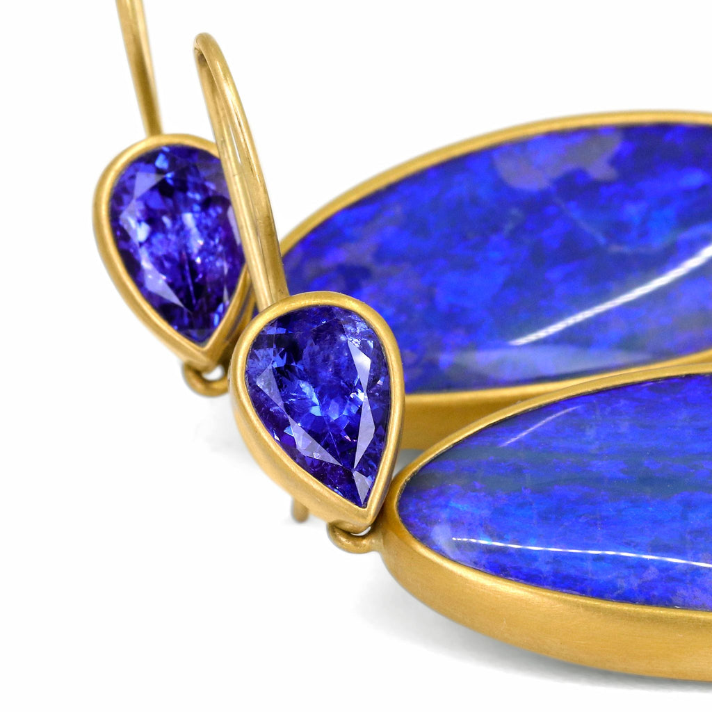 Lola Brooks Ultramarine Opal + Tanzanite Long Gold Dangle Drop Earrings Lola Brooks