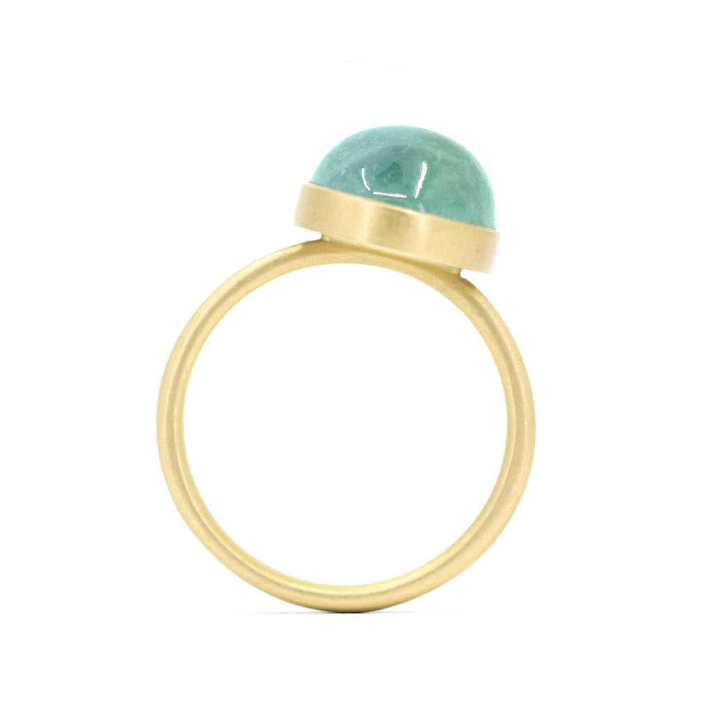 Lola Brooks 7.82 Carat Ombre Aqua Tourmaline Oval Yellow Gold Solitaire Ring