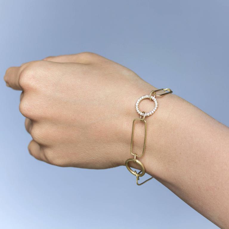 Lisa Ziff White Diamond Circle Gold Handmade Multi Link Bracelet (Special Order) Lisa Ziff