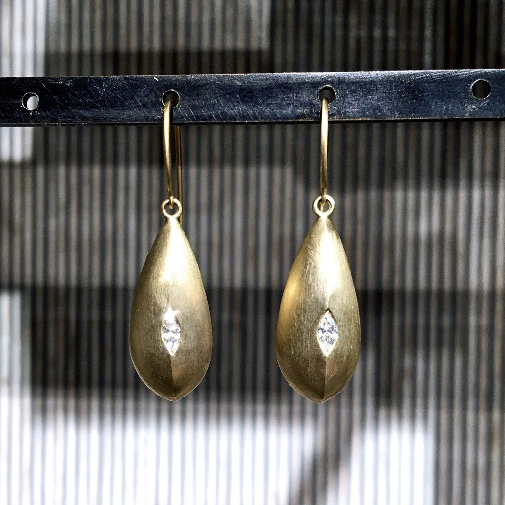 Lisa Ziff Marquise Diamond Gold Teardrop Earrings (Special Order) Lisa Ziff
