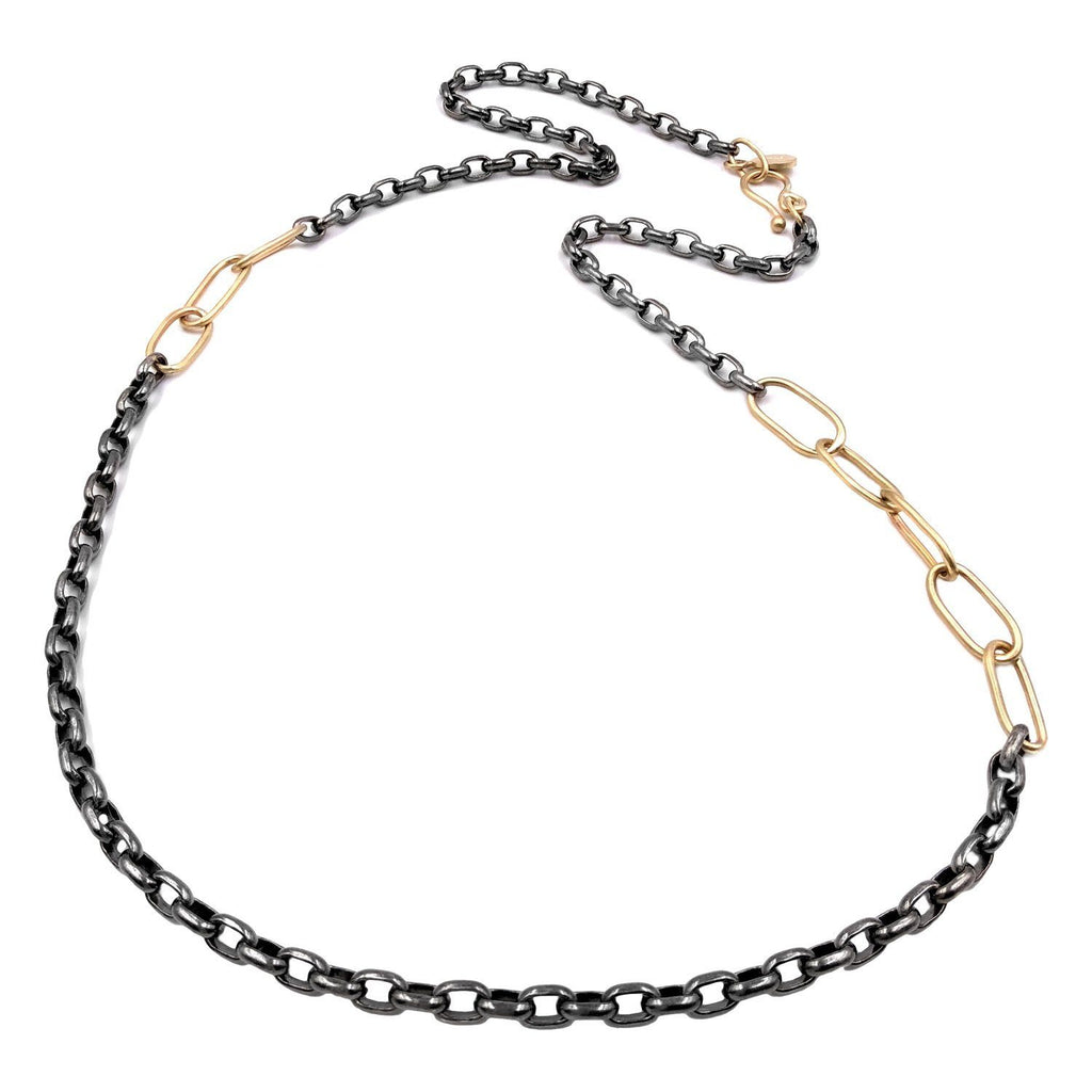 Lisa Ziff Gold Black Rhodium Silver Short Combo Link Chain Necklace (Special Order) Lisa Ziff