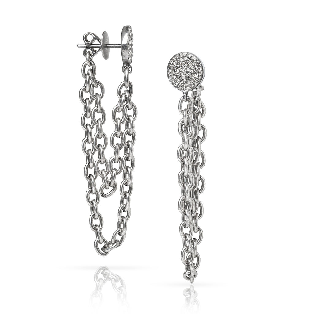 Liza Beth Diamond Disc 'Front to Back' Chain Dangle Earrings (Special Order) Liza Beth Jewelry