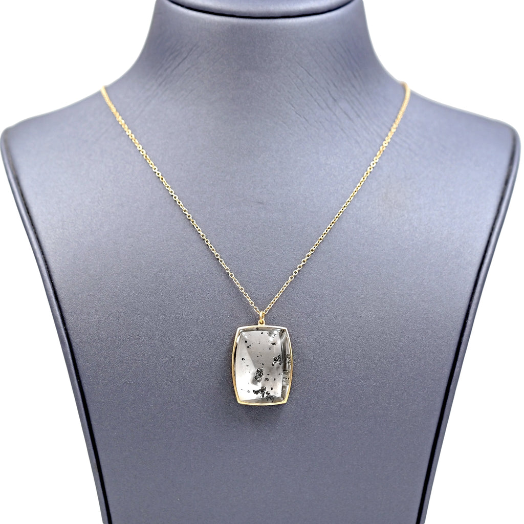 Lola Brooks 45.67 Carat Pyrite in Quartz Yellow Gold Necklace Lola Brooks