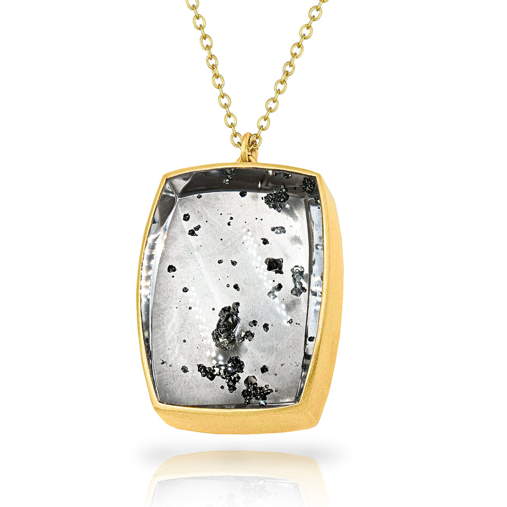 Lola Brooks 45.67 Carat Pyrite in Quartz Yellow Gold Necklace Lola Brooks