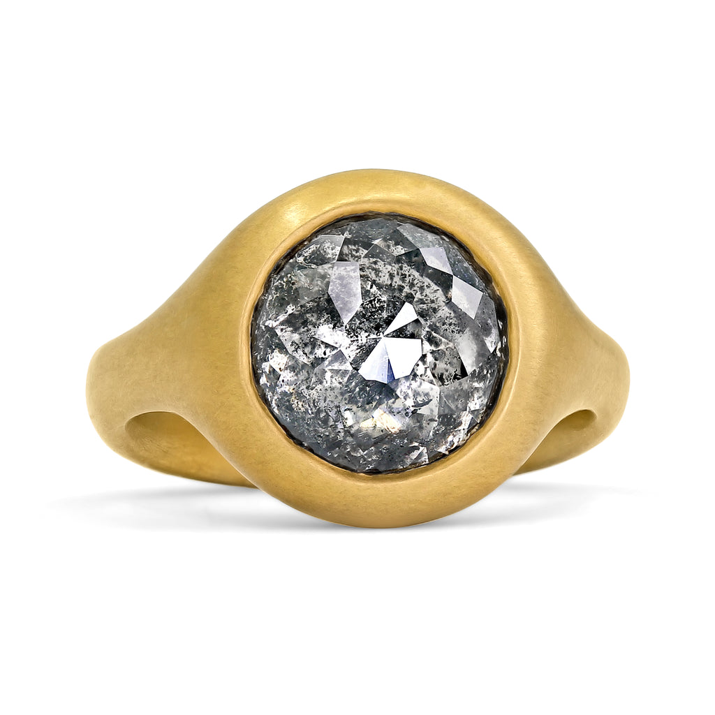 Lola Brooks 4.23ct Round Faceted White Black Salt Pepper Diamond Solitaire Ring