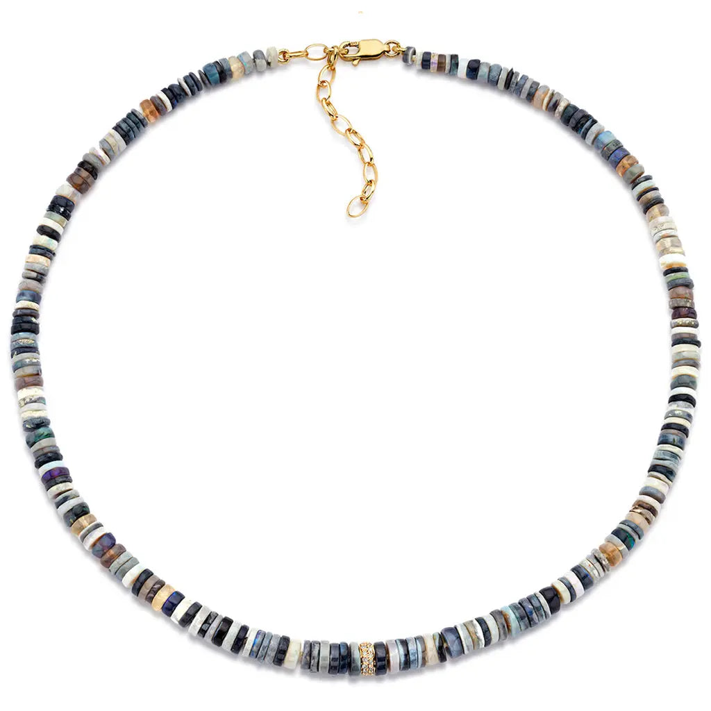 Lori Barros Lightning Ridge Opal Diamond Gold Multi-length Necklace - Lori Barros - Szor Collections